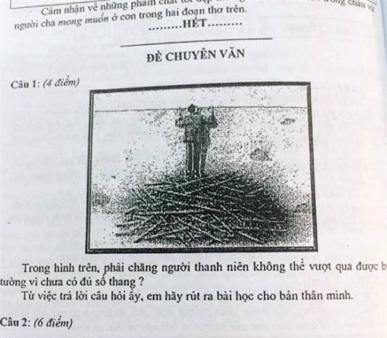 Thoa suc lien tuong voi de Van ve hinh anh nguoi thanh nien treo thang