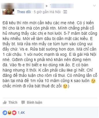 Xuất hiện nàng dâu tuyên bố rửa mâm bát ngồn ngộn là thú vui và chê chị em lười nên mới kêu như vạc - Ảnh 2.