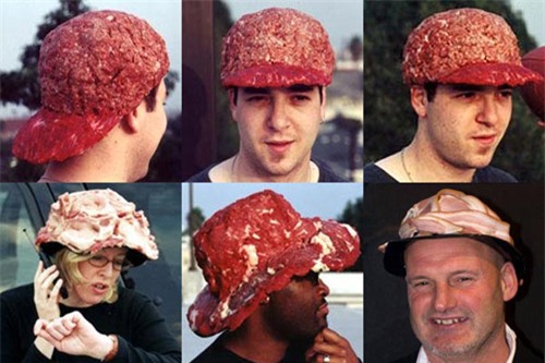 choang voi nhung bo vay thoi trang lam tu bao cao su, toc, rac, thit song - 7