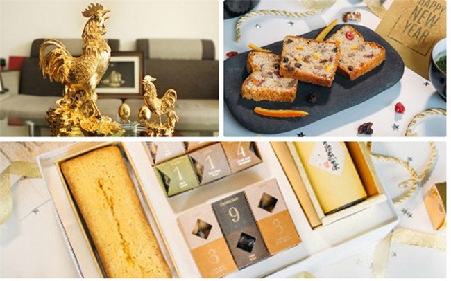 Bánh phủ vàng, gà mạ vàng đắt hàng dịp Tết