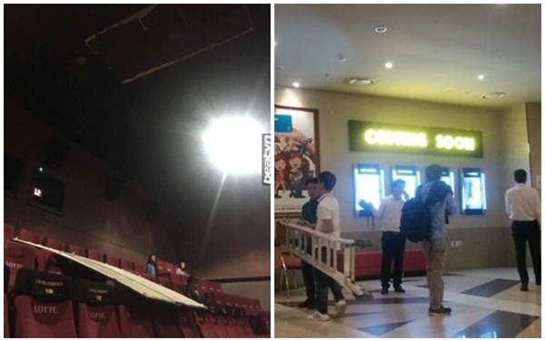 Hà Nội: Xem phim ở rạp Lotte Kangnam bị trần thạch cao rơi trúng, hai người đi cấp cứu - Ảnh 1.