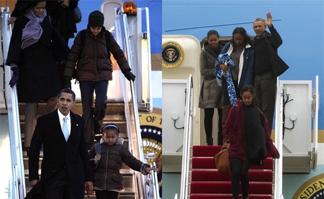 Lần cuối cùng, gia đình Tổng thống Barack Obama trở về sau kỳ nghỉ bằng chuyên cơ Air Force One - Ảnh 3.