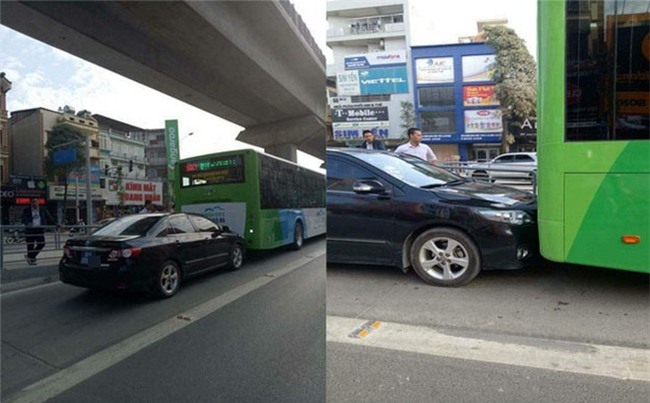 Vụ xe biển xanh 80A chạy sai làn, húc đuôi xe buýt nhanh: