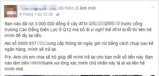 Dân mạng dè bỉu người đàn ông nhặt 3 triệu đồng ở bốt ATM tìm người trả lại, 2 ngày sau, sự thật mới sáng - Ảnh 1.