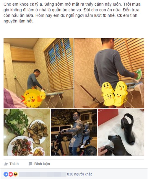 Phát ghen với ông chồng ở nhà là áo, nấu cơm, chăm con giúp vợ ngày đông rét - Ảnh 1.