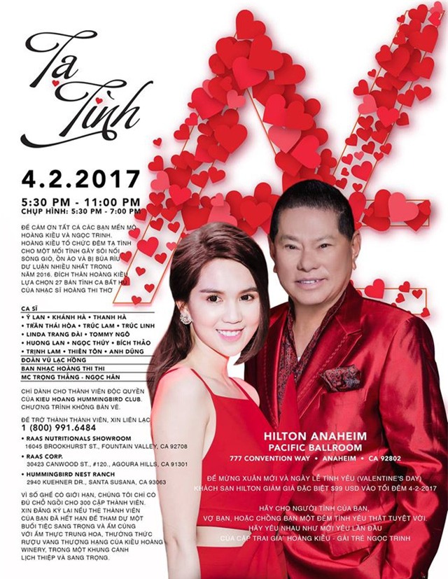 Ngay cả một đêm nhạc được tổ chức dành tặng riêng cho người tình, Hoàng Kiều cũng khoe nó với tất cả niềm hưng phấn thì trái lại, trên trang cá nhân của mình không một dòng người người đẹp đả động đến món quà tinh thần ấy.