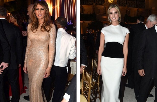 Ivanka, con gái lớn của Tổng thống đắc cử Trump cũng có mặt tại bữa tiệc với chiếc đầm hai tông màu đen, trắng. (Ảnh: Dailymail)
