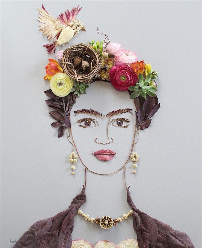 Ngắm bộ tranh chân dung gái đẹp được làm từ hoa cỏ mùa xuân - Ảnh 1.