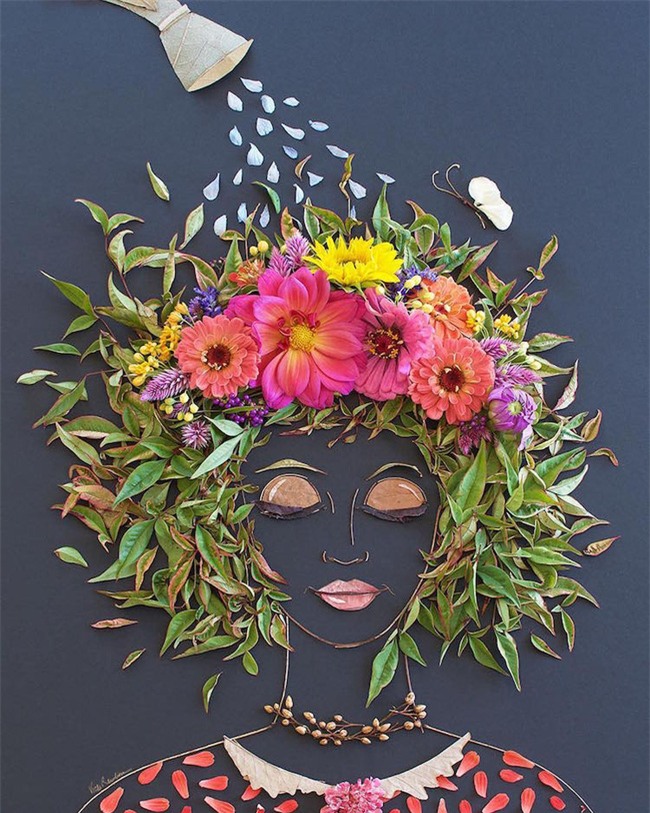 Ngắm bộ tranh chân dung gái đẹp được làm từ hoa cỏ mùa xuân - Ảnh 23.