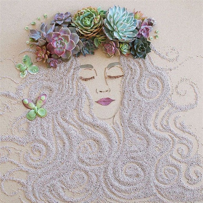 Ngắm bộ tranh chân dung gái đẹp được làm từ hoa cỏ mùa xuân - Ảnh 5.