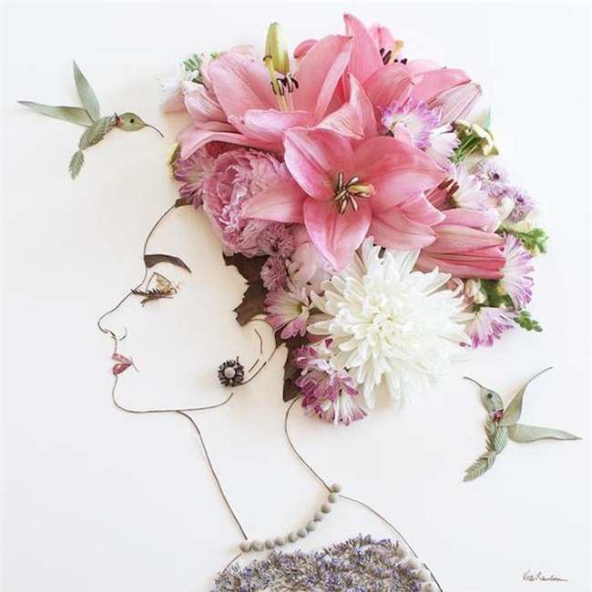 Ngắm bộ tranh chân dung gái đẹp được làm từ hoa cỏ mùa xuân - Ảnh 7.