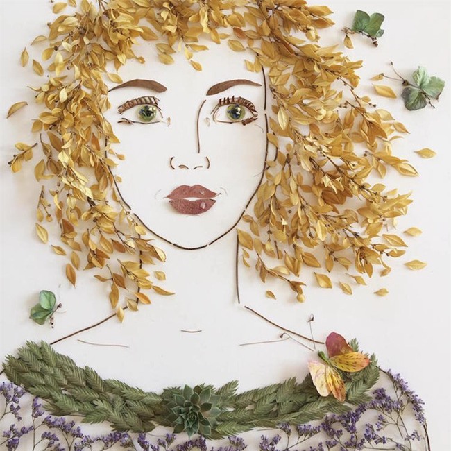 Ngắm bộ tranh chân dung gái đẹp được làm từ hoa cỏ mùa xuân - Ảnh 17.