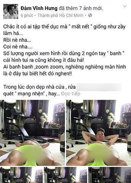 Đàm Vĩnh Hưng khiến khán giả nóng mặt vì đăng hình tập thể dục với tư thế phản cảm - Ảnh 1.