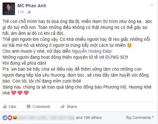 sao Việt, hành động đẹp của sao Việt, sao Việt hành động đẹp nhất, MC Phan Anh, ca sĩ Mỹ Tâm