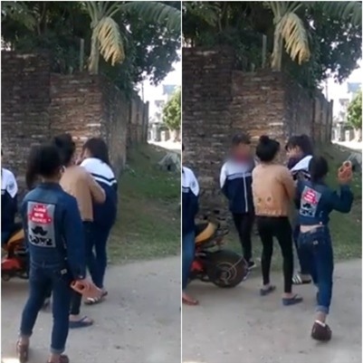 Xôn xao clip một nhóm nữ sinh cầm gạch đánh bạn ngất xỉu giữa đường - Ảnh 1.