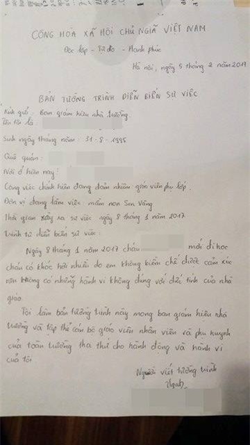 Cô giáo đánh trẻ tại trường MN Sen Vàng: Do cháu bé mới đi học và khóc quá nhiều - Ảnh 1.