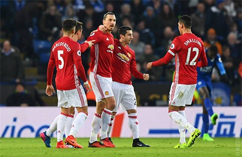 Các cầu thủ M.U ăn mừng bàn thắng