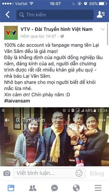 VTV lên tiếng về tài khoản facebook Lại Văn Sâm - Ảnh 1.