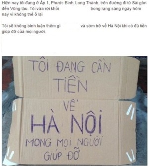 Co gai xinh dep ngoi giua duong xin tien ve Ha Noi hinh anh 2