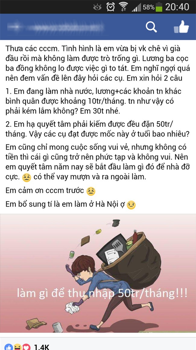 Than thở khi bị vợ chê 30 tuổi mà chỉ kiếm được 10 triệu/tháng, anh chồng được dân mạng gợi ý nên... bỏ vợ - Ảnh 1.