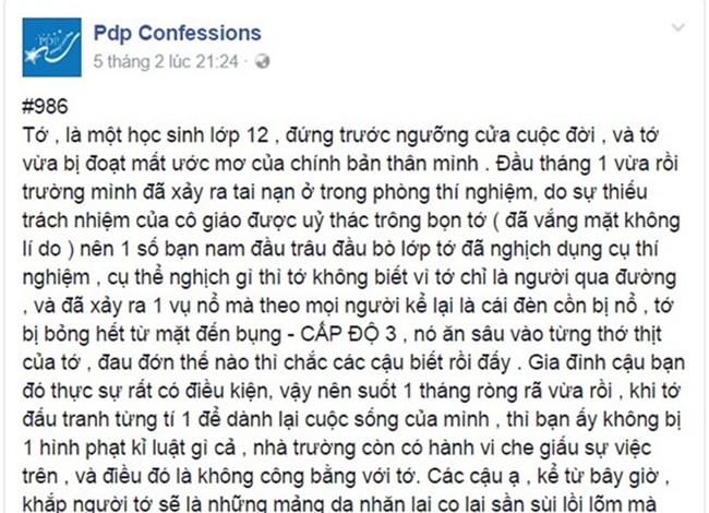 Vu nu sinh bi bong: 'Nha truong xu ly qua cham' hinh anh 1
