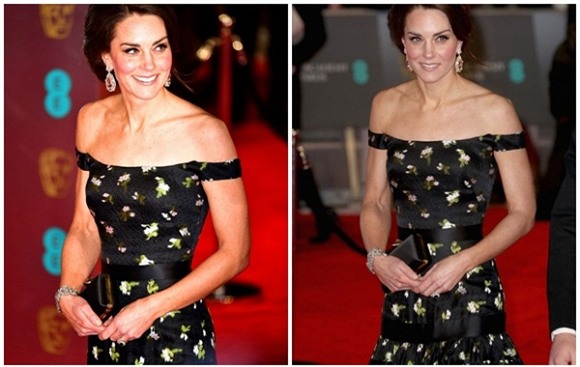 Công nương Kate , Công nương Kate mặc đẹp, Công nương Kate tại thảm đỏ BAFTAs, vợ chồng công nương Anh