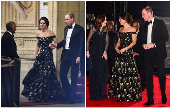 Công nương Kate , Công nương Kate mặc đẹp, Công nương Kate tại thảm đỏ BAFTAs, vợ chồng công nương Anh