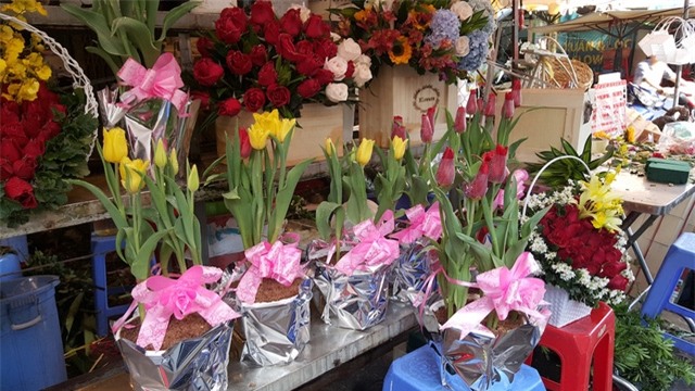 Hoa Tulip Hà Lan mang lại sức sống mới cho thị trường hoa ngày Valentine (Ảnh: Thanh Doanh)