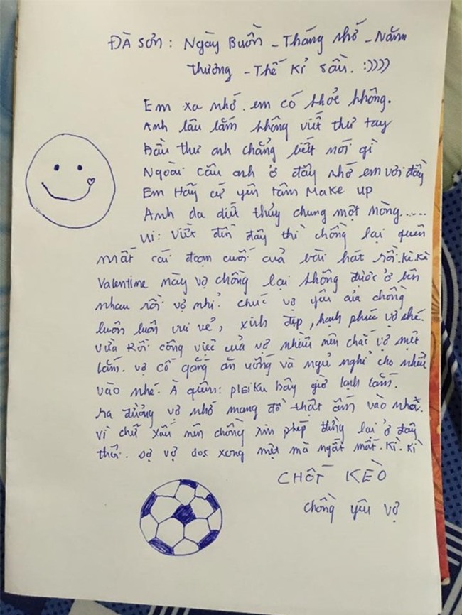 Cau thu Da Nang viet thu tay gui vo ngay Valentine hinh anh 1