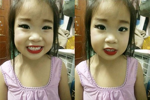 chet cuoi voi nhung hinh anh hai huoc khi de cho cac con tu trang diem - 15