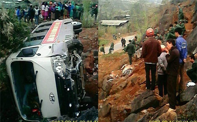Xe chở tân binh lên đường nhập ngũ mất phanh, lật nghiêng ở Hà Giang