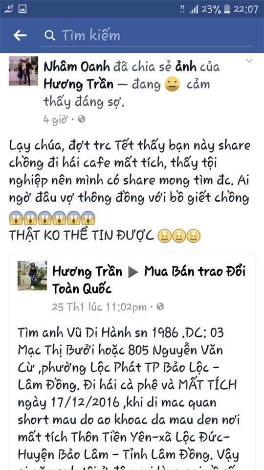tham an rung dong lam dong: cung nguoi tinh chon giau xac chong roi dang tin tim kiem - 1