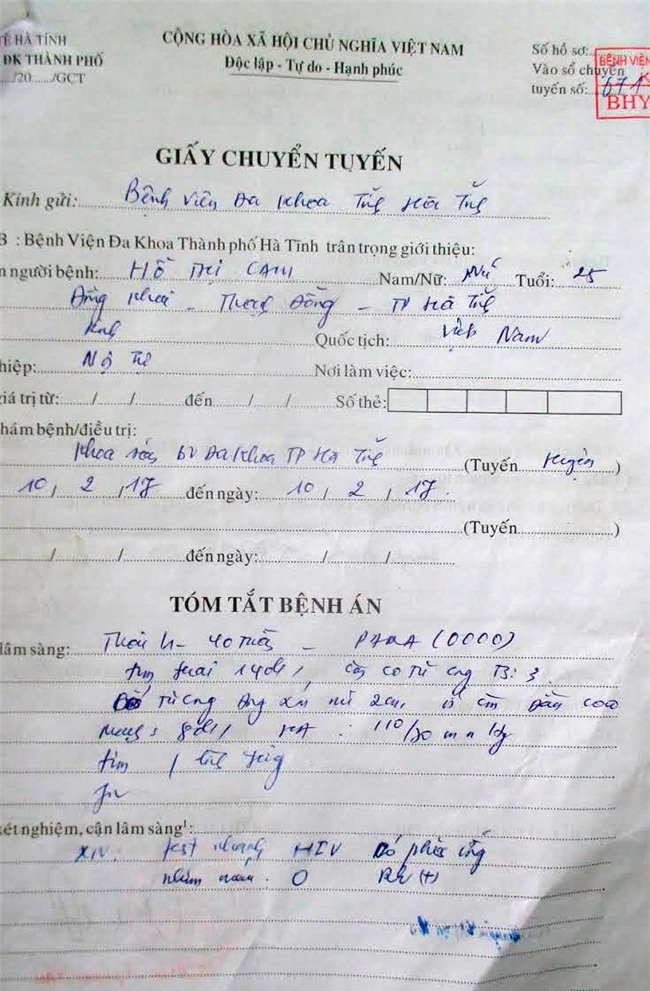 Sản phụ bị HIV, dương tính HIV, chuyển dạ, sắp sinh, bệnh viện đa khoa thành phố hà tĩnh, chết đi sống lại, án tử