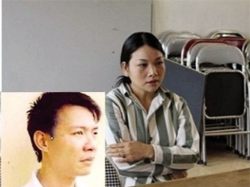 Tạ Thị Thúy và người tình trẻ tại cơ quan điều tra.