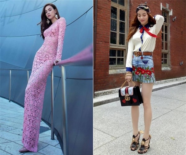 Nhìn vào 2 bức ảnh này, không khó để nhận ra đôi chân của Hồ Ngọc Hà trông như cây sào khi bị kéo dãn quá mức, mất cân đối.