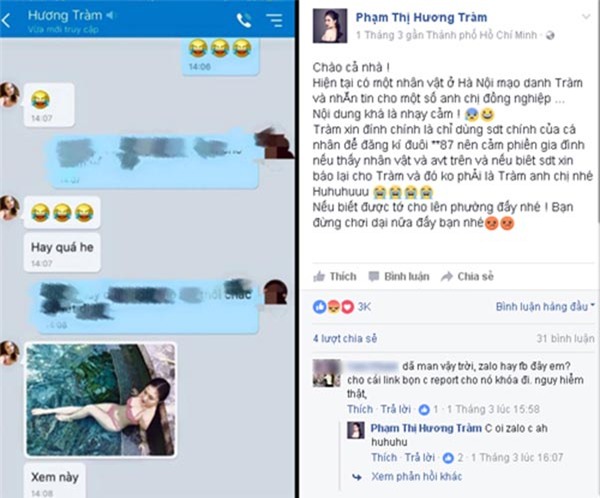 Hương Tràm bị kẻ xấu giả mạo, gửi ảnh nhạy cảm cho đồng nghiệp - Ảnh 1.