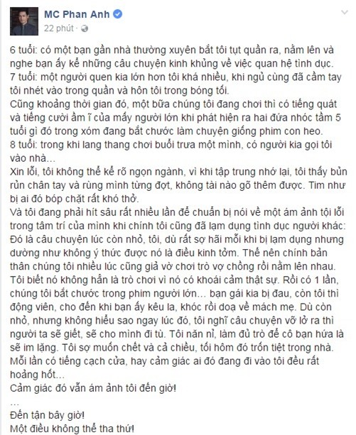 MC Phan Anh, MC Phan Anh bị lạm dụng tình dục, MC Phan Anh lạm dụng tình dục, sao Việt