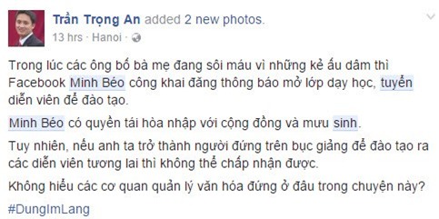 Minh Beo bi phan doi khi tuyen sinh dao tao dien vien hinh anh 2