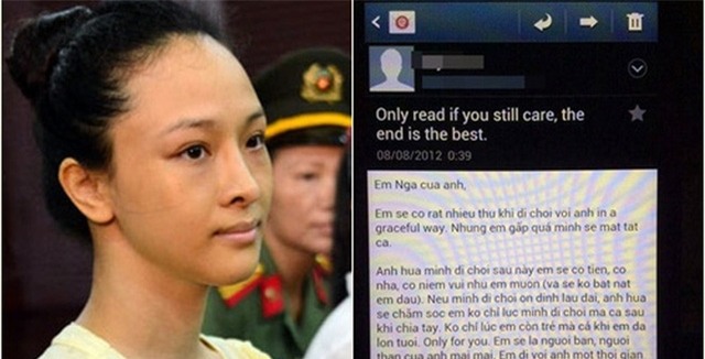 Hoa hậu Phương Nga và những nội dung được cho là ông Cao Toàn Mỹ gửi cho Nga qua email