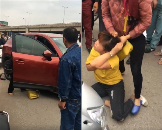 Hà Nội: 2 phụ nữ trèo lên ô tô, dùng gậy đập cửa kính đánh ghen ngay trên phố - Ảnh 3.