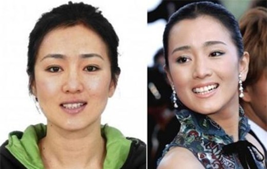 Khi để mặt mộc, Củng Lợi lộ ra làn da kém tươi nhiều tàn nhang, tuy nhiên nhan sắc của nữ diễn viên không có nhiều điểm khác biệt.