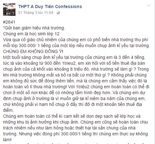 Hoc sinh phan anh chup anh trong truong phai nop 300.000 dong mot gio hinh anh 1