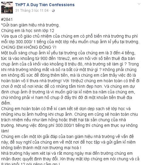 Thực hư việc trường thu phí của học sinh khi chụp ảnh kỷ yếu - 1