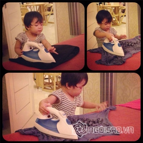 sao việt, con sao việt, con sao việt làm việc nhà, con sao rửa bát, nhóc tỳ nhà sao việt