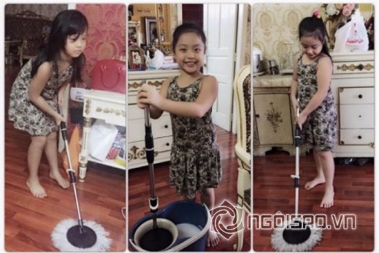 sao việt, con sao việt, con sao việt làm việc nhà, con sao rửa bát, nhóc tỳ nhà sao việt