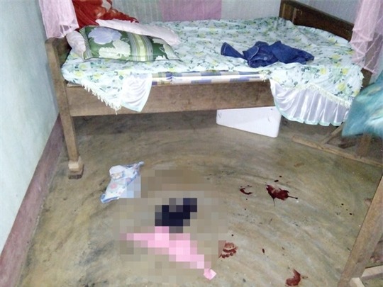 Hiện trường nơi anh H. chém bị thương anh V. - Ảnh công an xã Ia Bă cung cấp