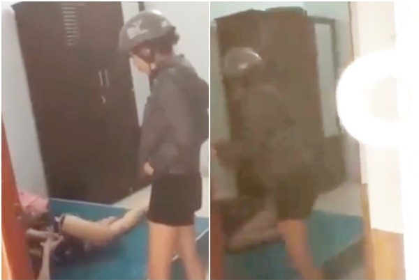 Cô gái ho liên tục, co quắp người sợ hãi khi bị người yêu cũ của bạn trai xịt hơi cay vào mặt - Ảnh 1.