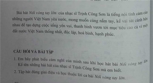 Nối vòng tay lớn, Cục Nghệ thuật biểu diễn, sách giáo khoa