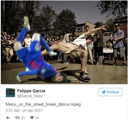 Bức ảnh Messi ngã sấp mặt gây bão - Ảnh 2.