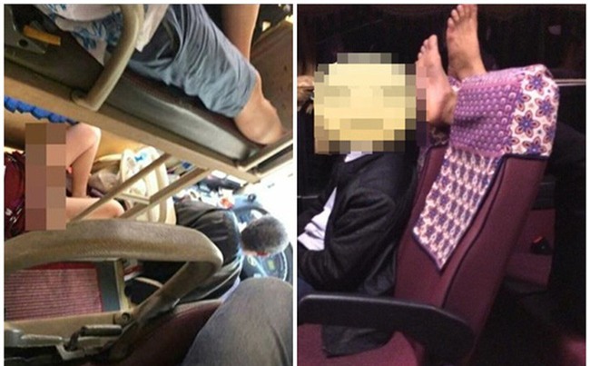 Thiếu nữ mặc váy ngắn trên xe khách và hành động gác chân lên ghế gây bức xúc - Ảnh 2.